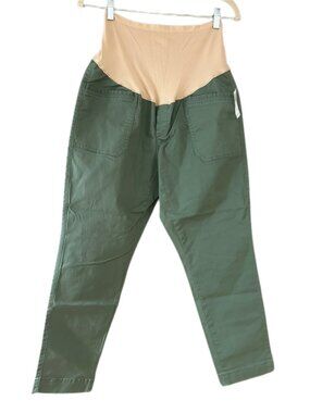 Old Navy Maternity Pixie Pants Green Full Panel Stretch Ankle Pants